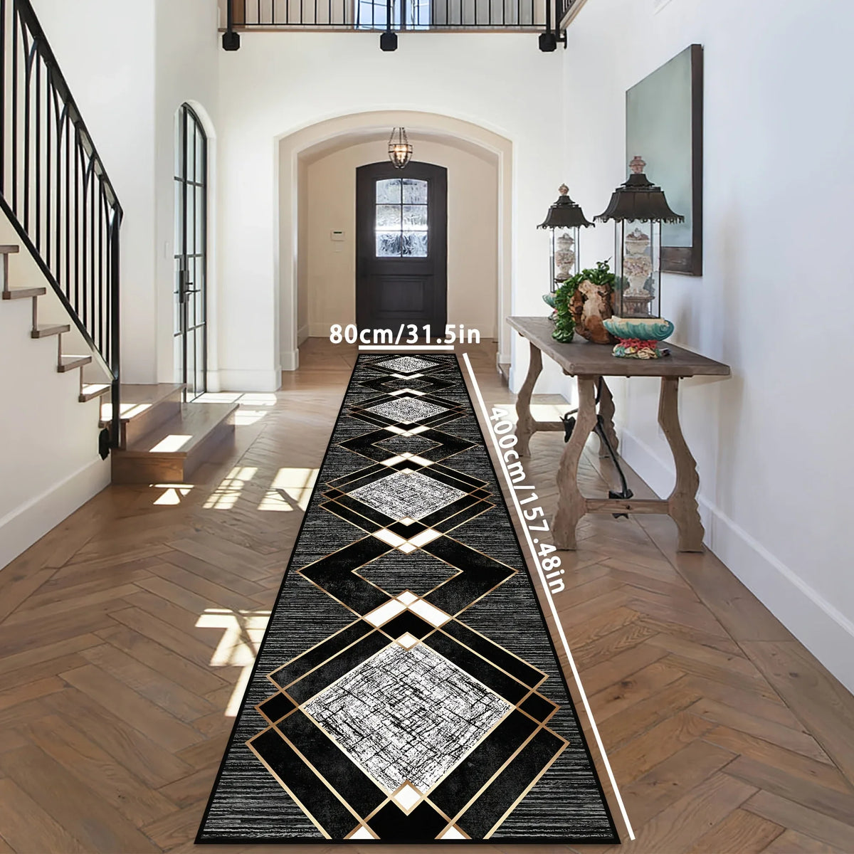 VIKAMA Black Skull Carpet Halloween Decoration Gothic Style Large Area Rugs Balcony Hallway Rug Kitchen Floor Rug Doormat
