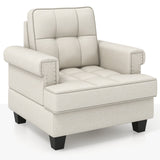 Mid-century Modern Accent Armchair Tufted Linen Club Chair