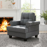 Mid-century Modern Accent Armchair Tufted Linen Club Chair